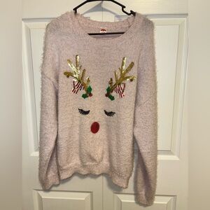Festive Reindeer Women's Sweater - Cream